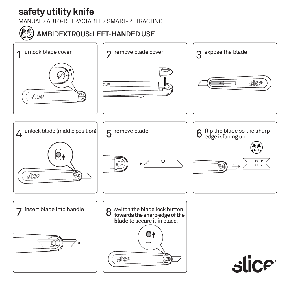 Slice Auto-Retractable Utility Knife Left hand use - DaltonSafety 