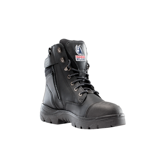 steel blue Southern Cross GraphTEC™ S3 Safety Boots in black with zip