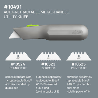 Slice Auto-Retractable Metal-Handle Utility Knife Compatible Blades - DaltonSafety