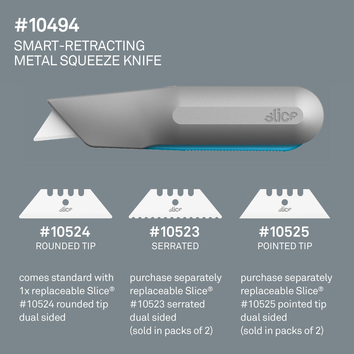 Slice Smart-Retracting Metal Squeeze Knife Blade Compatibility - DaltonSafety