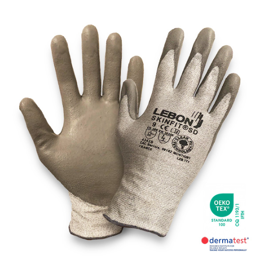 Lebon SKINFIT/SD Seamless Ultra-Light Knitted Gloves 18 Gauge - White with Mud Brown Coating 