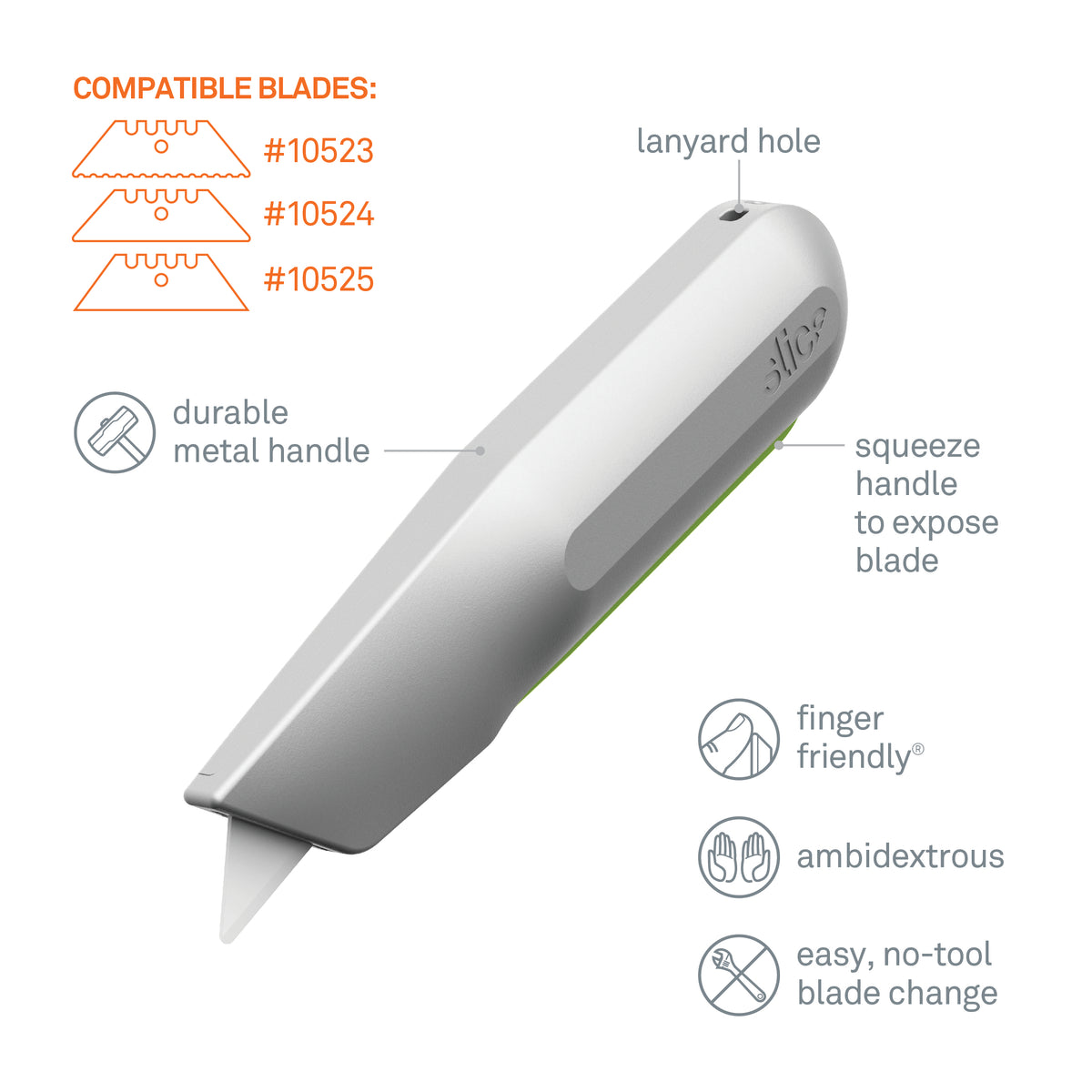 Slice Auto-Retractable Metal Squeeze Knife Compatible Blades - DaltonSafety