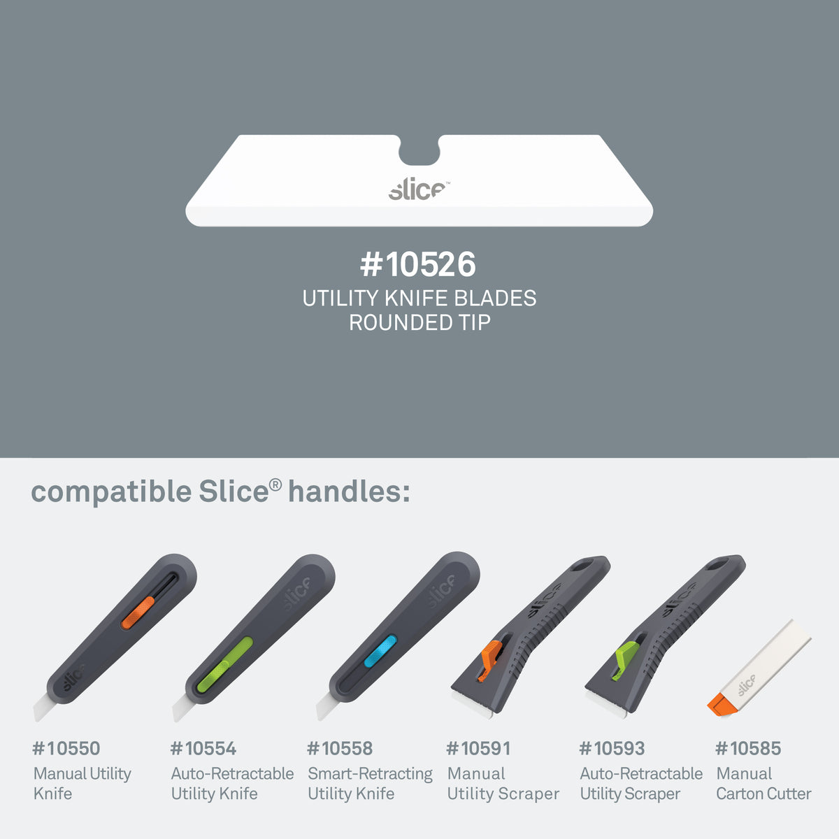 Slice Ceramic Utility Knife Blades (Rounded Tip) Compatible Slice Handles - DaltonSafety
